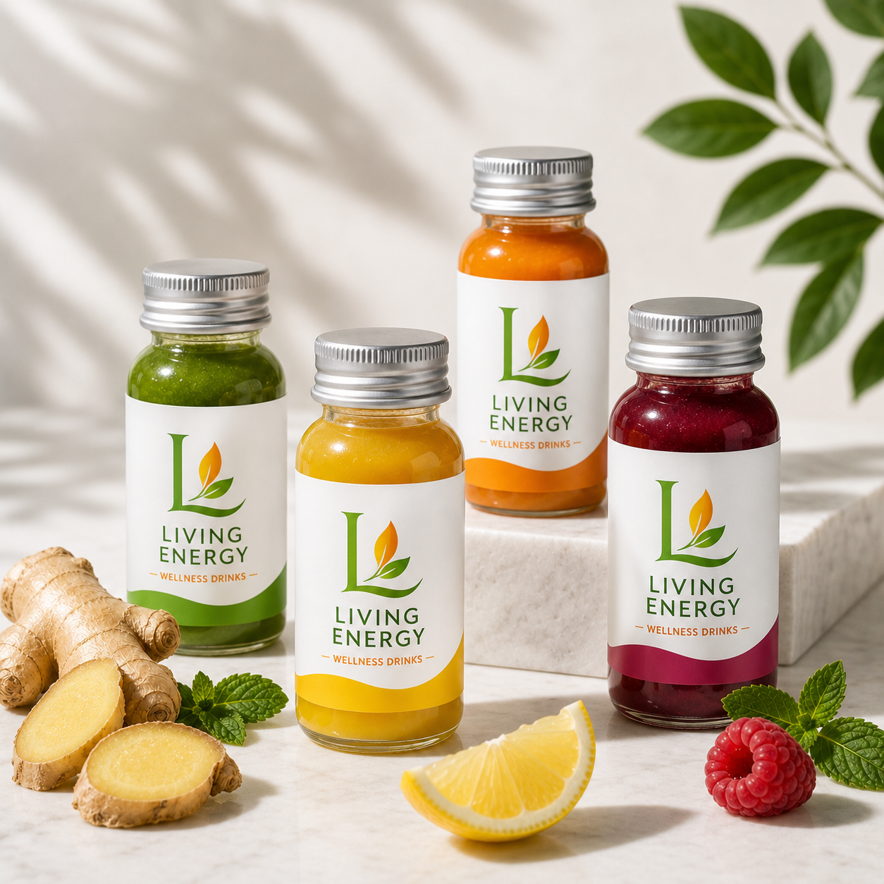 Living Energy wellness shots product concept